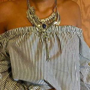 BRAND NEW : pinstripe off the shoulder top
